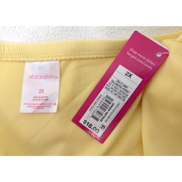 Juniors Plus Size Ribbed Cheeky Hipster Bikini Bottom Lt Yellow 2X - Picture 4 of 7